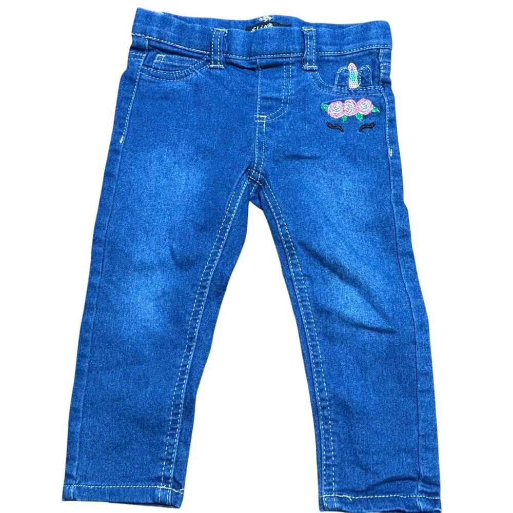 Delias Girls pull on jeans size 2T with embroidered flowers